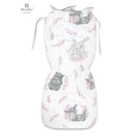 MimiNu - Salteluta pentru carucior, Reversibila, Cu doua fete, Din catifea matlasata si bumbac, Materiale certificate Oeko Tex Standard 100, Dimensiune 78 x 34 cm, Lulu Rose/Gray