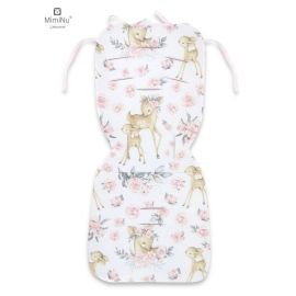 MimiNu - Salteluta pentru carucior, Reversibila, Cu doua fete, Din catifea matlasata si bumbac, Materiale certificate Oeko Tex Standard 100, Dimensiune 78 x 34 cm, Sweet Deer Pink/Pink
