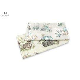 MimiNu - Set 2 bucati scutece tetra din bumbac, Refolosibile, Cu multiple intrebuintari, Dimensiune 70x80 cm, Din bumbac certificat Oeko Tex Standard 100, Zoo on bike Nugat si Calm Forest Natural