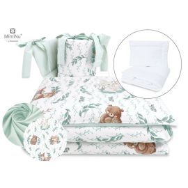 MimiNu - Set lenjerie patut 5 piese, Cu pilota si perna, Din bumbac, Pentru patut 120x60 cm, Lulu Natural