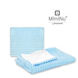 MimiNu - Set paturica 75x100 cm si perna 40x40 cm. Material certificat Oeko Tex Standard 100. Minky Blue