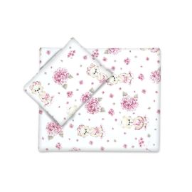 MimiNU - Set pentru carucior cu pernuta si paturica, Cu huse detasabile si lavabile, Din bumbac certificat Oeko Tex Standard 100, Design, Pink Ballerina