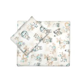 MimiNU - Set pentru carucior cu pernuta si paturica, Cu huse detasabile si lavabile, Din bumbac certificat Oeko Tex Standard 100, Design, Zoo on bikes Nugat