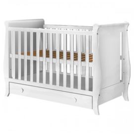 Patut Copii din Lemn Hubners Mira 120x60 cm Alb cu Sertar