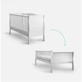 Patut din lemn masiv, transformabil pentru bebe si junior, Noble Alb, 140 x 70 cm