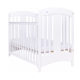 Patut bebe din lemn masiv, laterala culisabila si inaltime reglabila a saltelei, Natalia Alb, 120x60 cm