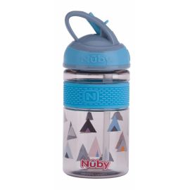 Nuby - Cana 2 in 1, Cu pai incorporat, Din materialul ecologic tritan, Rezistenta, 360 ml, 3+ ani, Albastru