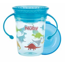 Nuby - Cana cu manere, 360, Din materialul ecologic tritan, Rezistenta, 240 ml, 6 luni+, Albastru