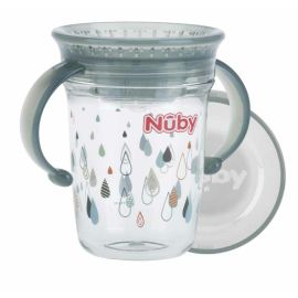 Nuby - Cana cu manere, 360, Din materialul ecologic tritan, Rezistenta, 240 ml, 6 luni+, Gri