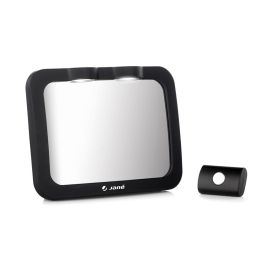 Oglinda auto, Jane, Pentru masina, Cu iluminare LED, Include telecomanda pentru pornire si oprire usoara, Din sticla rezistenta la spargere, 28 x 7 x 20 cm, Black