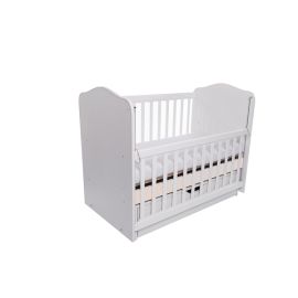 Patut VESSANTI Como Balansoar culisant - Alb cu Bej + Saltea cocos confort 120 x 60 x 12 cm