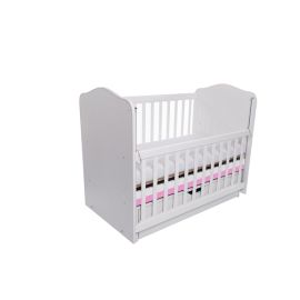 Patut VESSANTI Como Balansoar culisant - Alb cu Roz + Saltea cocos confort 120 x 60 x 12 cm