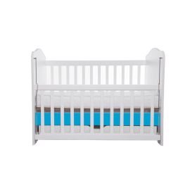 Patut VESSANTI Como culisant cu sertar - Alb cu Albastru + Saltea cocos confort 120 x 60 x 12 cm