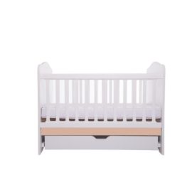 Patut VESSANTI Como cu sertar - Alb cu Cappucino + Saltea cocos confort 120 x 60 x 12 cm