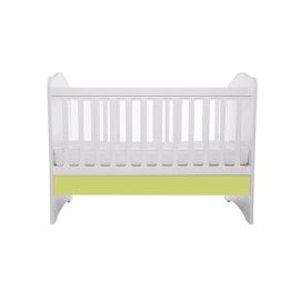 Patut VESSANTI Como fara sertar - Alb cu Verde + Saltea cocos confort 120 x 60 x 12 cm