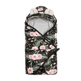 Paturica cu gluga pentru cos auto Sensillo VELVET Flori Negre