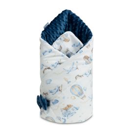 Paturica nou-nascut 80x80 cm Sensillo Minky Wrap Baloane Blumarin