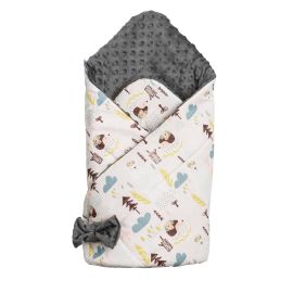 Paturica nou-nascut Sensillo Minky Wrap Forest Dark Grey 80x80 cm