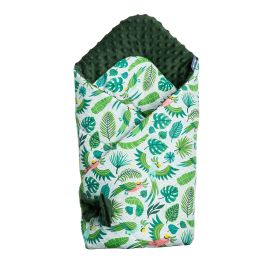 Paturica nou-nascut Sensillo Minky Wrap Parrots Green 80x80 cm