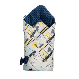 Paturica nou-nascut Sensillo Minky Wrap Zoo Navy Blue 80x80 cm