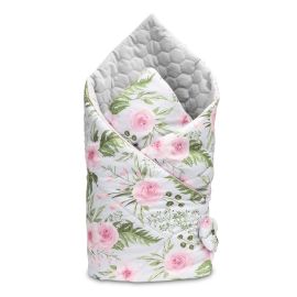 Paturica nou-nascut Sensillo Velvet Wrap Flori Gri 75x75 cm