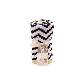 Paturica Tricotata din Bumbac Chevron Alb si Negru