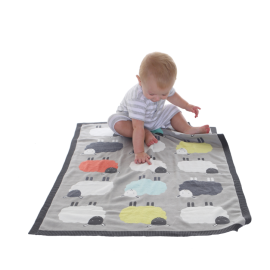 Paturica Tricotata din Bumbac cu Oite Gri