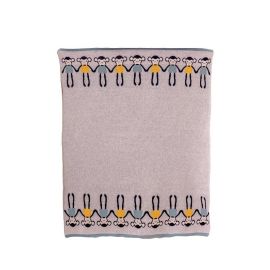 Paturica Tricotata din Bumbac Gri cu Maimute Colorate