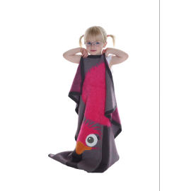 Paturica Tricotata din Bumbac Strut Roz cu Gri