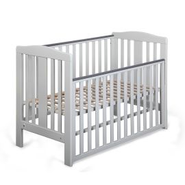 Patut cu laterala culisanta YappyQu din lemn de mesteacan, Cu sina speciala pentru dentitie, Suport pentru saltea reglabil, YappyKids, 120x60 cm, Gri