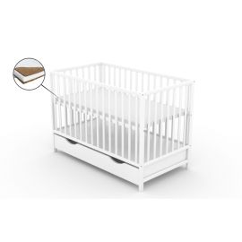 Patut cu sertar VESSANTI CLASICO - Alb + Saltea Cocos 10 cm