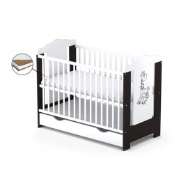 Patut cu sertar VESSANTI ELLA - Wenge + Saltea Cocos 12 cm