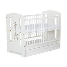 Patut Copii Lemn Cu Sertar SAFARI GIRAFFE Alb