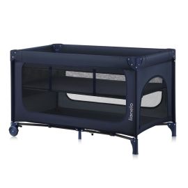 Patut pliant, Lionelo, Jasmin Easy Fold, Pana la 15 kg, Usor de pliat, Cu doua nivele, Cu saltea ergonomica T25, Cu intrare laterala cu fermoar, 2 roti cu frana, 120 x 60 cm, Conform cu EN 716, 0-36 luni, Albastru