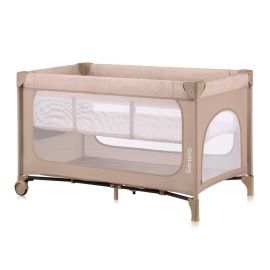 Patut pliant, Lionelo, Jasmin Easy Fold, Pana la 15 kg, Usor de pliat, Cu doua nivele, Cu saltea ergonomica T25, Cu intrare laterala cu fermoar, 2 roti cu frana, 120 x 60 cm, Conform cu EN 716, 0-36 luni, Bej