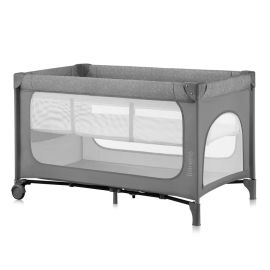 Patut pliant, Lionelo, Jasmin Easy Fold, Pana la 15 kg, Usor de pliat, Cu doua nivele, Cu saltea ergonomica T25, Cu intrare laterala cu fermoar, 2 roti cu frana, 120 x 60 cm, Conform cu EN 716, 0-36 luni, Gri