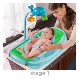 Summer Infant-09256-Set cadita, suport de baita si bara de jucarii Ocean Buddies – Blue