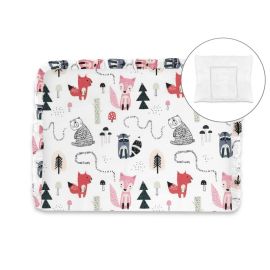 Perna clasica de dormit, MimiNu, Cu volanas, Cu husa detasabila cu fermoar, Din bumbac certificat Oeko Tex Standard 100, Pentru patut, carucior, balansoar, 30x40 cm, Fox