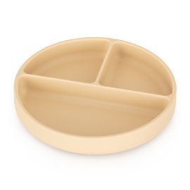 Petite&Mars - Farfurie compartimentata Take&Match, Rotunda, Cu ventuza si 3 compartimente, Silicon, Fara BPA, 500 ml, 6 luni+, Bej