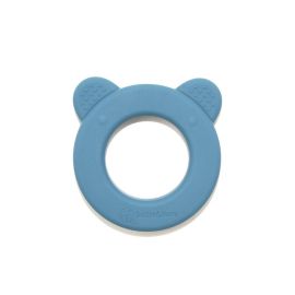 Petite&Mars - Jucarie 2 in 1, De dentitie si zornaitoare, Din silicon fara BPA, 0 luni+, Urs, Albastru