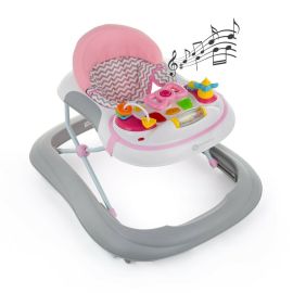 Petite&Mars - Premergator Monty, Panou interactiv, Reglabil pe inaltime, Roti, Sustine 12 kg, Chevron Pink