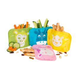 Petite&Mars - Set 4 Pungi Reutilizabile Pentru Mancare Papoo