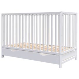 Patut Copii din Lemn Hubners Dominic 120x60 cm Alb cu Sertar