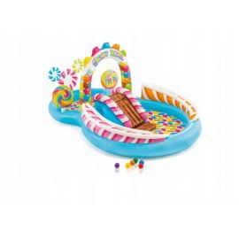 Piscina gonflabila pentru copii cu tobogan, Candy Intex 57149
