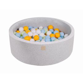 Piscina uscata cu 200 de bile (Alb, Galben, Verde, Babyblue) MeowBaby®, 90x30 cm, Gri deschis