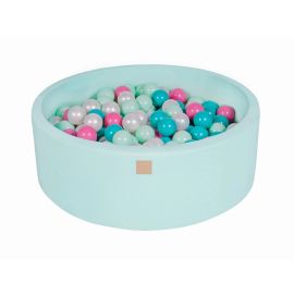 Piscina uscata cu 200 de bile (Alb perlat, Turcoaz, roz, mint) MeowBaby®, 90x30 cm, Mint