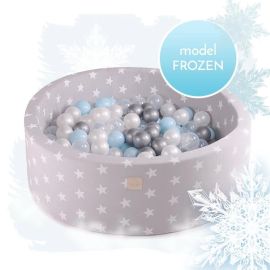 Piscina uscata cu 250 de bile (Babyblue, Alb perlat, Silver, Transparent) MeowBaby®, Frozen, 90x30 cm, Gri deschis