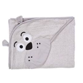 Prosop cu gluga brodata Water Friends Grey Ursulet 100x100 cm