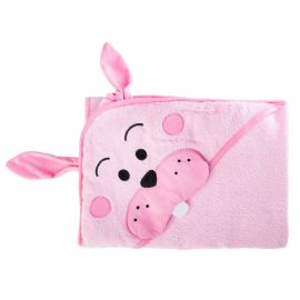 Prosop cu gluga brodata Water Friends Pink Iepuras 100x100 cm