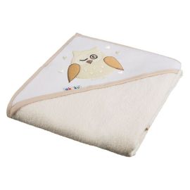 Prosop de baie cu gluga 100x100cm 100% bumbac Akuku Bufnita Bej